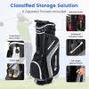 imageGoplus 14 Way Top Dividers Golf Stand Bag Lightweight Golf Clubs Bag with Cooler Bag 6 Zippered Pockets Dual Shoulder Straps Rain Hood Portable Golf Bag with Stand for Men WomenGrey