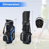 imageGoplus 14 Way Top Dividers Golf Stand Bag Lightweight Golf Clubs Bag with Cooler Bag 6 Zippered Pockets Dual Shoulder Straps Rain Hood Portable Golf Bag with Stand for Men WomenBlue