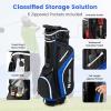 imageGoplus 14 Way Top Dividers Golf Stand Bag Lightweight Golf Clubs Bag with Cooler Bag 6 Zippered Pockets Dual Shoulder Straps Rain Hood Portable Golf Bag with Stand for Men WomenBlue
