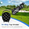 imageGoplus 14 Way Top Dividers Golf Stand Bag Lightweight Golf Clubs Bag with Cooler Bag 6 Zippered Pockets Dual Shoulder Straps Rain Hood Portable Golf Bag with Stand for Men WomenGrey