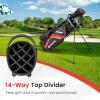 imageGoplus 14 Way Top Dividers Golf Stand Bag Lightweight Golf Clubs Bag with Cooler Bag 6 Zippered Pockets Dual Shoulder Straps Rain Hood Portable Golf Bag with Stand for Men WomenRed