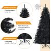 imageGoplus 7ft Prelit Black Christmas Tree Hinged Artificial Halloween Tree w 500 Purple LED Lights ampamp Metal Stand Perfect Xmas Tree for Holiday Festival PartiesBlack