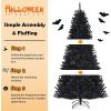 imageGoplus 7ft Prelit Black Christmas Tree Hinged Artificial Halloween Tree w 500 Purple LED Lights ampamp Metal Stand Perfect Xmas Tree for Holiday Festival PartiesBlack