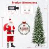 imageGoplus 9 FT PreLit Pencil Christmas Tree Artificial Snow Flocked Hinged Fake Slim Xmas Tree with 470 WarmWhite LED Lights 1310 Branch Tips 98 Pine Cones for Office Home DecorationGreenpencil Tree