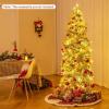 imageGoplus 9 FT PreLit Pencil Christmas Tree Artificial Snow Flocked Hinged Fake Slim Xmas Tree with 470 WarmWhite LED Lights 1310 Branch Tips 98 Pine Cones for Office Home DecorationGreenpencil Tree