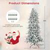 imageGoplus 9 FT PreLit Pencil Christmas Tree Artificial Snow Flocked Hinged Fake Slim Xmas Tree with 470 WarmWhite LED Lights 1310 Branch Tips 98 Pine Cones for Office Home DecorationSnowy