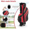 imageGoplus Golf Stand Bag Lightweight Golf Club Bag with 6 Way Top Dividers 8 Pockets Cooler Bag Rain Hood Dual Shoulder Strap Umbrella Holder Portable Golf Bag with Stand for Women MenRed