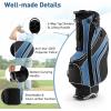 imageGoplus Golf Stand Bag Lightweight Golf Club Bag with 6 Way Top Dividers 8 Pockets Cooler Bag Rain Hood Dual Shoulder Strap Umbrella Holder Portable Golf Bag with Stand for Women MenBlue