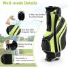 imageGoplus Golf Stand Bag Lightweight Golf Club Bag with 6 Way Top Dividers 8 Pockets Cooler Bag Rain Hood Dual Shoulder Strap Umbrella Holder Portable Golf Bag with Stand for Women MenGreen