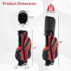 imageGoplus Golf Stand Bag Lightweight Golf Club Bag with 6 Way Top Dividers 8 Pockets Cooler Bag Rain Hood Dual Shoulder Strap Umbrella Holder Portable Golf Bag with Stand for Women MenRed