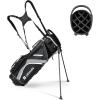 imageGoplus 14 Way Top Dividers Golf Stand Bag Lightweight Golf Clubs Bag with Cooler Bag 6 Zippered Pockets Dual Shoulder Straps Rain Hood Portable Golf Bag with Stand for Men WomenGrey