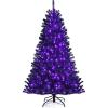 imageGoplus 7ft Prelit Black Christmas Tree Hinged Artificial Halloween Tree w 500 Purple LED Lights ampamp Metal Stand Perfect Xmas Tree for Holiday Festival PartiesBlack