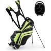 imageGoplus Golf Stand Bag Lightweight Golf Club Bag with 6 Way Top Dividers 8 Pockets Cooler Bag Rain Hood Dual Shoulder Strap Umbrella Holder Portable Golf Bag with Stand for Women MenGreen