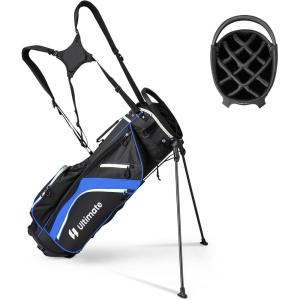 imageGoplus 14 Way Top Dividers Golf Stand Bag Lightweight Golf Clubs Bag with Cooler Bag 6 Zippered Pockets Dual Shoulder Straps Rain Hood Portable Golf Bag with Stand for Men WomenBlue