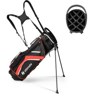 imageGoplus 14 Way Top Dividers Golf Stand Bag Lightweight Golf Clubs Bag with Cooler Bag 6 Zippered Pockets Dual Shoulder Straps Rain Hood Portable Golf Bag with Stand for Men WomenRed