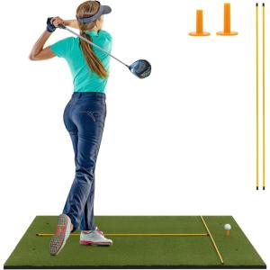 imageGoplus Golf Mat 5x3ft5x4ft Golf Hitting Mat 20252732mm Thick w2 Alignment Sticks ampamp 2 Golf Tees Portable Artificial Turf Grass Golf Training Mat Practice for Indoor Outdoor5 FT x 3 FT  20mm