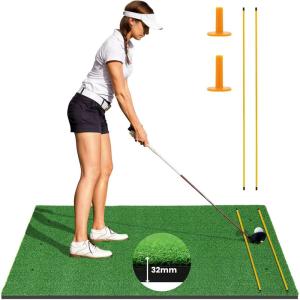 imageGoplus Golf Mat 5x3ft5x4ft Golf Hitting Mat 20252732mm Thick w2 Alignment Sticks ampamp 2 Golf Tees Portable Artificial Turf Grass Golf Training Mat Practice for Indoor Outdoor5 FT x 3 FT  32mm