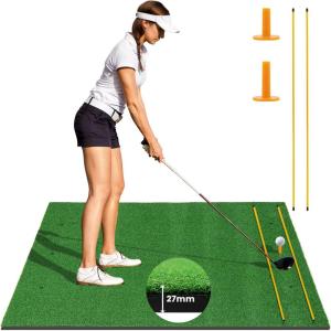 imageGoplus Golf Mat 5x3ft5x4ft Golf Hitting Mat 20252732mm Thick w2 Alignment Sticks ampamp 2 Golf Tees Portable Artificial Turf Grass Golf Training Mat Practice for Indoor Outdoor5 FT x 4 FT  27mm