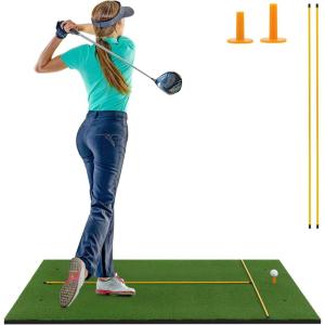 imageGoplus Golf Mat 5x3ft5x4ft Golf Hitting Mat 20252732mm Thick w2 Alignment Sticks ampamp 2 Golf Tees Portable Artificial Turf Grass Golf Training Mat Practice for Indoor Outdoor5 FT x 3 FT  25mm