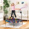imageGoplus 36quot Mini Trampoline for Kids Toddler Trampoline with LED Lights Bluetooth Speaker Removable Handle Safe Padded Cover Indoor Outdoor Small Rebounder for Child Boys GirlsNavy  Space