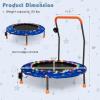 imageGoplus 36quot Mini Trampoline for Kids Toddler Trampoline with LED Lights Bluetooth Speaker Removable Handle Safe Padded Cover Indoor Outdoor Small Rebounder for Child Boys GirlsBlue  Astronaut