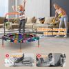 imageGoplus 36quot Mini Trampoline for Kids Toddler Trampoline with LED Lights Bluetooth Speaker Removable Handle Safe Padded Cover Indoor Outdoor Small Rebounder for Child Boys GirlsNavy  Space