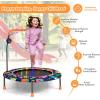 imageGoplus 36quot Mini Trampoline for Kids Toddler Trampoline with LED Lights Bluetooth Speaker Removable Handle Safe Padded Cover Indoor Outdoor Small Rebounder for Child Boys GirlsNavy  Space