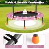 imageGoplus 36quot Mini Trampoline for Kids Toddler Trampoline with LED Lights Bluetooth Speaker Removable Handle Safe Padded Cover Indoor Outdoor Small Rebounder for Child Boys GirlsPink  Horse