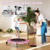 imageGoplus 36quot Mini Trampoline for Kids Toddler Trampoline with LED Lights Bluetooth Speaker Removable Handle Safe Padded Cover Indoor Outdoor Small Rebounder for Child Boys GirlsPink  Horse