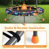imageGoplus 36quot Mini Trampoline for Kids Toddler Trampoline with LED Lights Bluetooth Speaker Removable Handle Safe Padded Cover Indoor Outdoor Small Rebounder for Child Boys GirlsNavy  Space