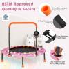 imageGoplus 36quot Mini Trampoline for Kids Toddler Trampoline with LED Lights Bluetooth Speaker Removable Handle Safe Padded Cover Indoor Outdoor Small Rebounder for Child Boys GirlsPink  Horse