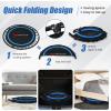 imageGoplus 40 Folding Fitness Trampoline Portable Mini Exercise Rebounder 4Level Height Adjustable Safety Handrail 2 Resistance Bands Indoor Outdoor Workout Trampoline for Adults KidsBlue