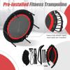 imageGoplus 40 Folding Fitness Trampoline Portable Mini Exercise Rebounder 4Level Height Adjustable Safety Handrail 2 Resistance Bands Indoor Outdoor Workout Trampoline for Adults KidsRed