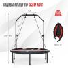 imageGoplus 40 Folding Fitness Trampoline Portable Mini Exercise Rebounder 4Level Height Adjustable Safety Handrail 2 Resistance Bands Indoor Outdoor Workout Trampoline for Adults KidsRed
