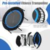 imageGoplus 40 Folding Fitness Trampoline Portable Mini Exercise Rebounder 4Level Height Adjustable Safety Handrail 2 Resistance Bands Indoor Outdoor Workout Trampoline for Adults KidsBlue