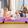 imageGoplus 4quot Thick Folding Gymnastic Mat 4ft x 4ft x 4in Thickened BiFold Fitness Mat with Carrying Handles ampamp PU Leather Cover Home Gym Tumbling Mat for Stretching Pilates Aerobics WorkoutsPurpleYellow