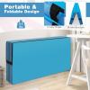 imageGoplus 4quot Thick Folding Gymnastic Mat 4ft x 4ft x 4in Thickened BiFold Fitness Mat with Carrying Handles ampamp PU Leather Cover Home Gym Tumbling Mat for Stretching Pilates Aerobics WorkoutsBlue