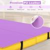 imageGoplus 4quot Thick Folding Gymnastic Mat 4ft x 4ft x 4in Thickened BiFold Fitness Mat with Carrying Handles ampamp PU Leather Cover Home Gym Tumbling Mat for Stretching Pilates Aerobics WorkoutsPurpleYellow