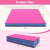 imageGoplus 4quot Thick Folding Gymnastic Mat 4ft x 4ft x 4in Thickened BiFold Fitness Mat with Carrying Handles ampamp PU Leather Cover Home Gym Tumbling Mat for Stretching Pilates Aerobics WorkoutsRoseBlue
