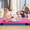 imageGoplus 4quot Thick Folding Gymnastic Mat 4ft x 4ft x 4in Thickened BiFold Fitness Mat with Carrying Handles ampamp PU Leather Cover Home Gym Tumbling Mat for Stretching Pilates Aerobics WorkoutsRoseBlue