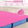 imageGoplus 4quot Thick Folding Gymnastic Mat 4ft x 4ft x 4in Thickened BiFold Fitness Mat with Carrying Handles ampamp PU Leather Cover Home Gym Tumbling Mat for Stretching Pilates Aerobics WorkoutsRoseBlue
