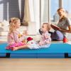 imageGoplus 4quot Thick Folding Gymnastic Mat 4ft x 4ft x 4in Thickened BiFold Fitness Mat with Carrying Handles ampamp PU Leather Cover Home Gym Tumbling Mat for Stretching Pilates Aerobics WorkoutsBlue
