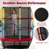 imageGoplus 55 Trampoline for Kids ASTM Approved Toddler Trampoline wSafety Enclosure Net Bouncy Jumping Mat Seamless Design Mini Recreational Rebounder for Indoor Outdoor BackyardColorful