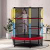 imageGoplus 55 Trampoline for Kids ASTM Approved Toddler Trampoline wSafety Enclosure Net Bouncy Jumping Mat Seamless Design Mini Recreational Rebounder for Indoor Outdoor BackyardColorful