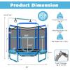 imageGoplus 60 Inch Kids Trampoline with Safety Enclosure Net 330 LBS 3in1 Mini Trampoline wSwinging Rings Adjustable Horizontal Bar 5 FT Indoor Outdoor Toddler Recreational TrampolineBlue