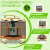 imageGoplus 60 Inch Kids Trampoline with Safety Enclosure Net 330 LBS 3in1 Mini Trampoline wSwinging Rings Adjustable Horizontal Bar 5 FT Indoor Outdoor Toddler Recreational TrampolineOrange