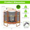 imageGoplus 60 Inch Kids Trampoline with Safety Enclosure Net 330 LBS 3in1 Mini Trampoline wSwinging Rings Adjustable Horizontal Bar 5 FT Indoor Outdoor Toddler Recreational TrampolineOrange