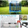 imageGoplus 60 Inch Kids Trampoline with Safety Enclosure Net 330 LBS 3in1 Mini Trampoline wSwinging Rings Adjustable Horizontal Bar 5 FT Indoor Outdoor Toddler Recreational TrampolineBlue