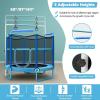 imageGoplus 60 Inch Kids Trampoline with Safety Enclosure Net 330 LBS 3in1 Mini Trampoline wSwinging Rings Adjustable Horizontal Bar 5 FT Indoor Outdoor Toddler Recreational TrampolineBlue
