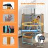 imageGoplus 60 Trampoline for Kids 3in1 Toddler Trampoline with Gymnastic Bar Swinging Rings Heightened Safety Enclosure Net 5 FT Indoor Outdoor Recreational Trampoline for Boys GirlsBlueOrange